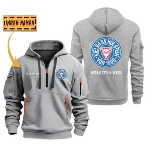Holstein Kiel Bundesliga Hoodie Half Zipper SPO048044, Gift For Fan Holstein Kiel - Gray