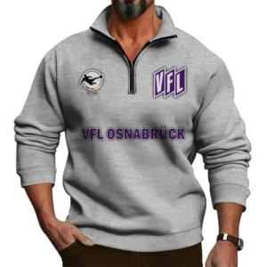 VfL Osnabr�ck Bundesliga Half Zip Stand up Collar Hoodie SPO1016027, Gift For Fan VfL Osnabr�ck - Light Gray