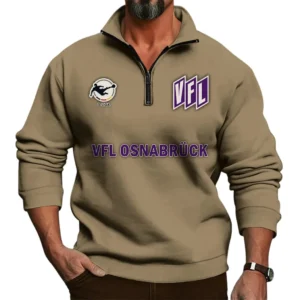 VfL Osnabr�ck Bundesliga Half Zip Stand up Collar Hoodie SPO1016027, Gift For Fan VfL Osnabr�ck - Khaki