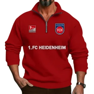FC Heidenheim Bundesliga Half Zip Stand up Collar Hoodie SPO1016028, Gift For Fan FC Heidenheim - Red