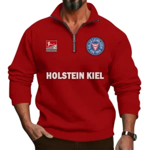 Holstein Kiel Bundesliga Half Zip Stand up Collar Hoodie SPO1016029, Gift For Fan Holstein Kiel - Red
