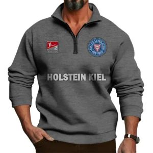 Holstein Kiel Bundesliga Half Zip Stand up Collar Hoodie SPO1016029, Gift For Fan Holstein Kiel - Dark Gray