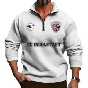 FC Ingolstadt Bundesliga Half Zip Stand up Collar Hoodie SPO1016030, Gift For Fan FC Ingolstadt - White
