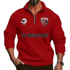 FC Ingolstadt Bundesliga Half Zip Stand up Collar Hoodie SPO1016030, Gift For Fan FC Ingolstadt - Red