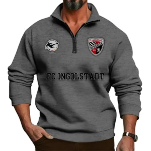 FC Ingolstadt Bundesliga Half Zip Stand up Collar Hoodie SPO1016030, Gift For Fan FC Ingolstadt - Dark Gray