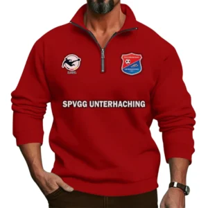 SpVgg Unterhaching Bundesliga Half Zip Stand up Collar Hoodie SPO1016031, Gift For Fan SpVgg Unterhaching - Red