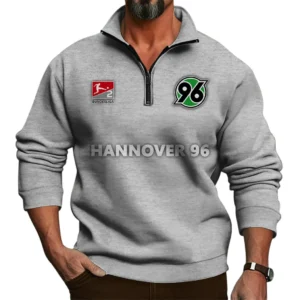 FC Hannover 96 Bundesliga Half Zip Stand up Collar Hoodie SPO1016032, Gift For Fan FC Hannover 96 - Light Gray