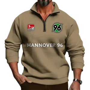 FC Hannover 96 Bundesliga Half Zip Stand up Collar Hoodie SPO1016032, Gift For Fan FC Hannover 96 - Khaki