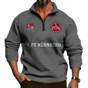 FC Nurnberg Bundesliga Half Zip Stand up Collar Hoodie SPO1016033, Gift For Fan FC Nurnberg - Dark Gray