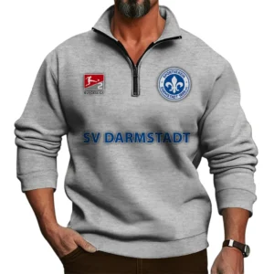 SV Darmstadt 98 Bundesliga Half Zip Stand up Collar Hoodie SPO1016040, Gift For Fan SV Darmstadt 98 - Light Gray