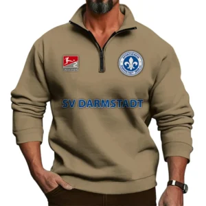 SV Darmstadt 98 Bundesliga Half Zip Stand up Collar Hoodie SPO1016040, Gift For Fan SV Darmstadt 98 - Khaki