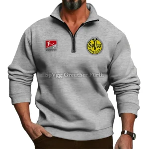 SpVgg Greuther Furth Bundesliga Half Zip Stand up Collar Hoodie SPO1016041, Gift For Fan SpVgg Greuther Furth - Light Gray