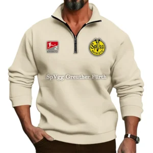 SpVgg Greuther Furth Bundesliga Half Zip Stand up Collar Hoodie SPO1016041, Gift For Fan SpVgg Greuther Furth - Beige
