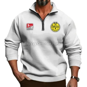 SpVgg Greuther Furth Bundesliga Half Zip Stand up Collar Hoodie SPO1016041, Gift For Fan SpVgg Greuther Furth - White