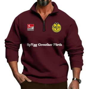 SpVgg Greuther Furth Bundesliga Half Zip Stand up Collar Hoodie SPO1016041, Gift For Fan SpVgg Greuther Furth - Burgundy