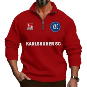 Karlsruher SC Bundesliga Half Zip Stand up Collar Hoodie SPO1016042, Gift For Fan Karlsruher SC - Red