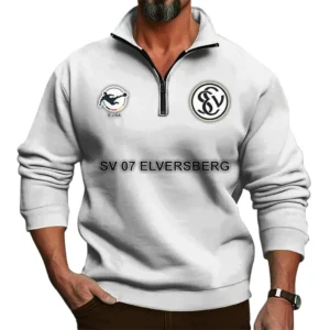 SV Elversberg Bundesliga Half Zip Stand up Collar Hoodie SPO1016043, Gift For Fan SV Elversberg - White