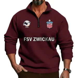 FSV Zwickau Bundesliga Half Zip Stand up Collar Hoodie SPO1016044, Gift For Fan FSV Zwickau - Burgundy