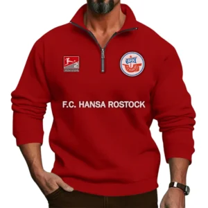 Hansa Rostock Bundesliga Half Zip Stand up Collar Hoodie SPO1016045, Gift For Fan Hansa Rostock - Red