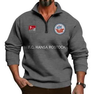 Hansa Rostock Bundesliga Half Zip Stand up Collar Hoodie SPO1016045, Gift For Fan Hansa Rostock - Dark Gray