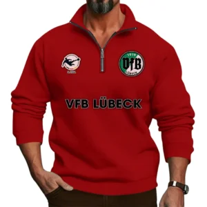 VfB L?beck  Bundesliga Half Zip Stand up Collar Hoodie SPO1016046, Gift For Fan VfB L?beck  - Red
