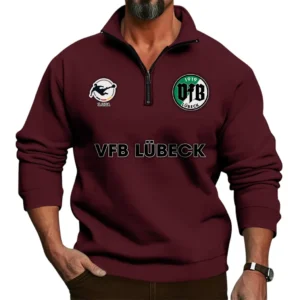 VfB L?beck  Bundesliga Half Zip Stand up Collar Hoodie SPO1016046, Gift For Fan VfB L?beck  - Burgundy