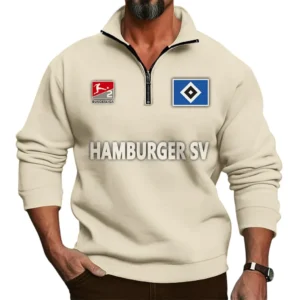 Hamburger SV Bundesliga Half Zip Stand up Collar Hoodie SPO1016047, Gift For Fan Hamburger SV - Beige