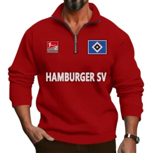Hamburger SV Bundesliga Half Zip Stand up Collar Hoodie SPO1016047, Gift For Fan Hamburger SV - Red