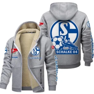 FC Schalke 04 Bundesliga Lamb Flecee Coat SPO116006, Gift For Fan FC Schalke 04 - Light Gray