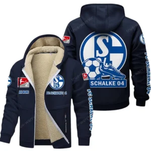 FC Schalke 04 Bundesliga Lamb Flecee Coat SPO116006, Gift For Fan FC Schalke 04 - Navy