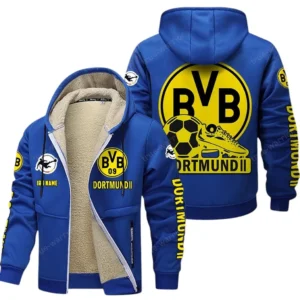 Borussia Dortmund Bundesliga Lamb Flecee Coat SPO116017, Gift For Fan Borussia Dortmund - Blue