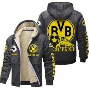 Borussia Dortmund Bundesliga Lamb Flecee Coat SPO116017, Gift For Fan Borussia Dortmund - Dark Gray