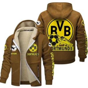 Borussia Dortmund Bundesliga Lamb Flecee Coat SPO116017, Gift For Fan Borussia Dortmund - Brown