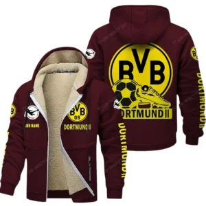 Borussia Dortmund Bundesliga Lamb Flecee Coat SPO116017, Gift For Fan Borussia Dortmund - Burgundy