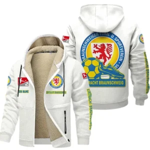 Eintracht Braunschweig Bundesliga Lamb Flecee Coat SPO116019, Gift For Fan Eintracht Braunschweig - White