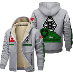 Borussia Monchengladbach Bundesliga Lamb Flecee Coat SPO116021, Gift For Fan Borussia Monchengladbach - Light Gray