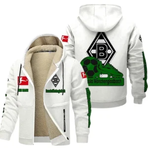 Borussia Monchengladbach Bundesliga Lamb Flecee Coat SPO116021, Gift For Fan Borussia Monchengladbach - White