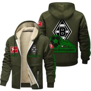 Borussia Monchengladbach Bundesliga Lamb Flecee Coat SPO116021, Gift For Fan Borussia Monchengladbach - Army Green