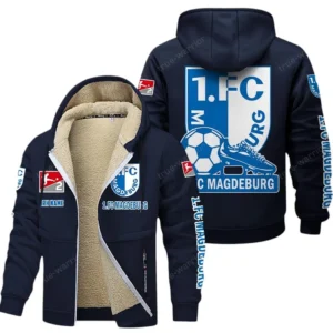 1. FC Magdeburg Bundesliga Lamb Flecee Coat SPO116024, Gift For Fan 1. FC Magdeburg - Navy