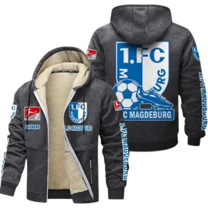 1. FC Magdeburg Bundesliga Lamb Flecee Coat SPO116024, Gift For Fan 1. FC Magdeburg - Dark Gray