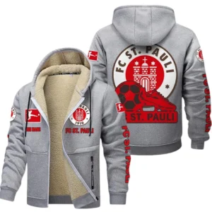 St. Pauli Bundesliga Lamb Flecee Coat SPO116027, Gift For Fan St. Pauli - Light Gray