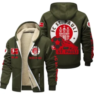 St. Pauli Bundesliga Lamb Flecee Coat SPO116027, Gift For Fan St. Pauli - Army Green