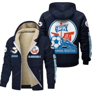 Hansa Rostock Bundesliga Lamb Flecee Coat SPO116030, Gift For Fan Hansa Rostock - Navy
