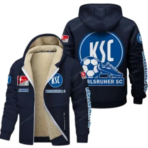 Karlsruher SC Bundesliga Lamb Flecee Coat SPO116031, Gift For Fan Karlsruher SC - Navy