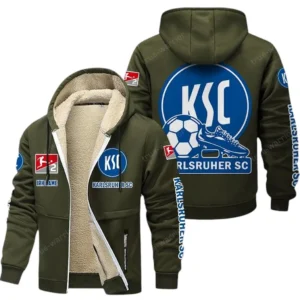 Karlsruher SC Bundesliga Lamb Flecee Coat SPO116031, Gift For Fan Karlsruher SC - Army Green