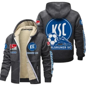 Karlsruher SC Bundesliga Lamb Flecee Coat SPO116031, Gift For Fan Karlsruher SC - Dark Gray