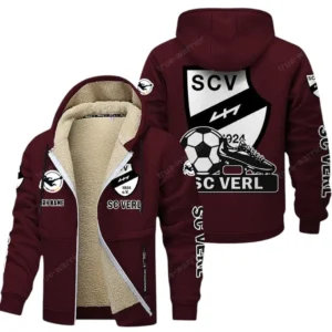 SC Verl Bundesliga Lamb Flecee Coat SPO116035, Gift For Fan SC Verl - Burgundy
