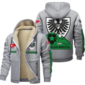 SC Preussen Munster Bundesliga Lamb Flecee Coat SPO116037, Gift For Fan SC Preussen Munster - Light Gray