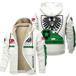 SC Preussen Munster Bundesliga Lamb Flecee Coat SPO116037, Gift For Fan SC Preussen Munster - White