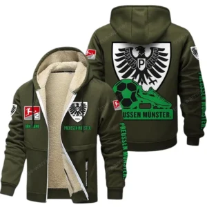 SC Preussen Munster Bundesliga Lamb Flecee Coat SPO116037, Gift For Fan SC Preussen Munster - Army Green